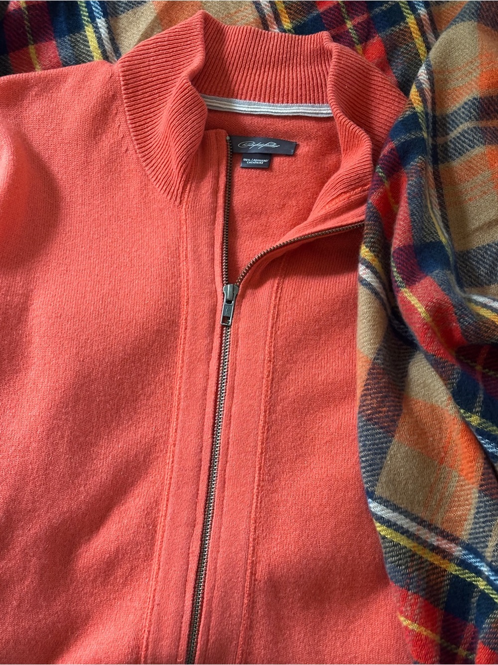 100% Cashmere Sweater Christopher Fischer Zip Front Medium